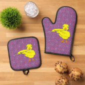 Flute Chick Ofenhandschuh & Topflappen-Set (Oben Unten)