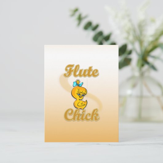 Flute Chick Postkarte (Stehend Vorderseite)