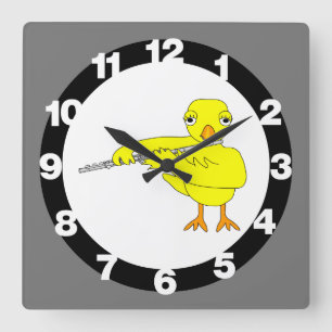 Flute Chick Quadratische Wanduhr