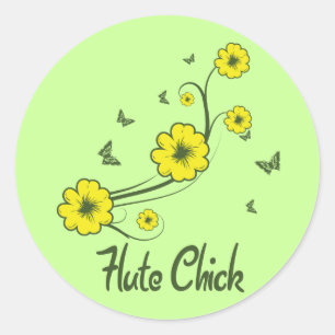 Flute Chick Runder Aufkleber