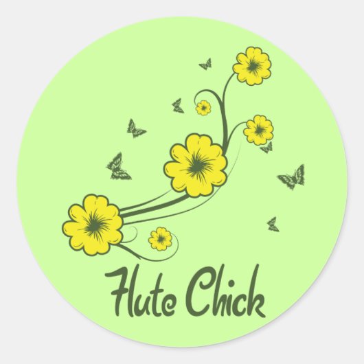 Flute Chick Runder Aufkleber (Vorderseite)