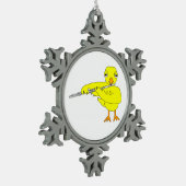 Flute Chick Schneeflocken Zinn-Ornament (Links)