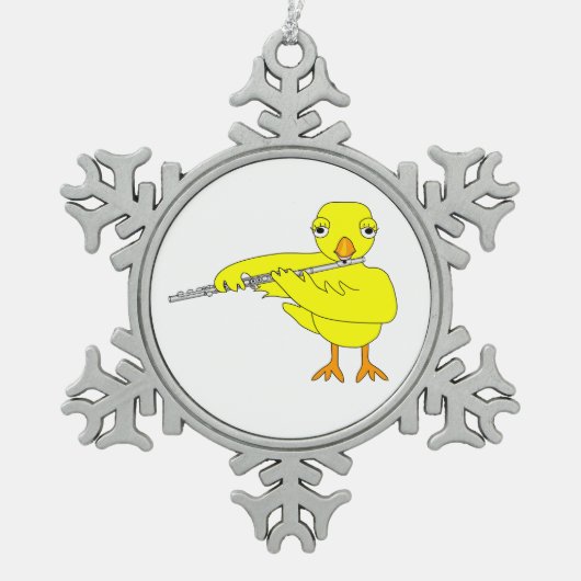 Flute Chick Schneeflocken Zinn-Ornament (Vorderseite)