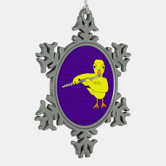 Flute Chick Schneeflocken Zinn-Ornament (Links)