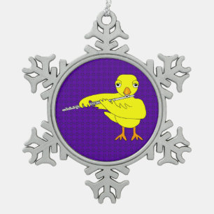 Flute Chick Schneeflocken Zinn-Ornament