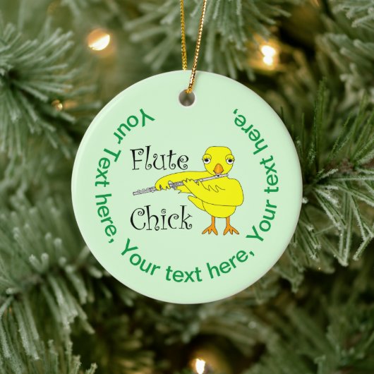 Flute Chick Text Keramik Ornament (Baum)