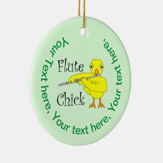 Flute Chick Text Keramik Ornament (Rechts)