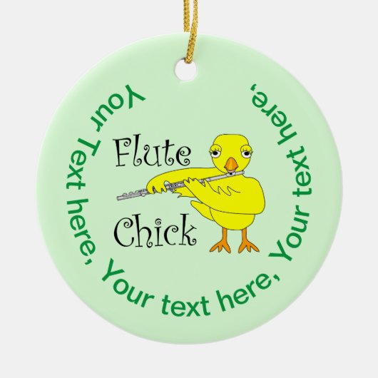 Flute Chick Text Keramik Ornament (Vorne)