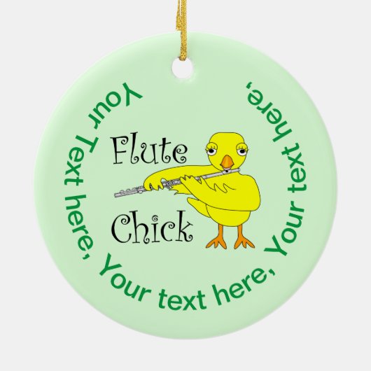 Flute Chick Text Keramik Ornament (Hinten)