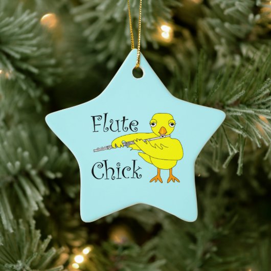 Flute Chick Text Keramik Ornament (Baum)
