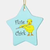 Flute Chick Text Keramik Ornament (Links)