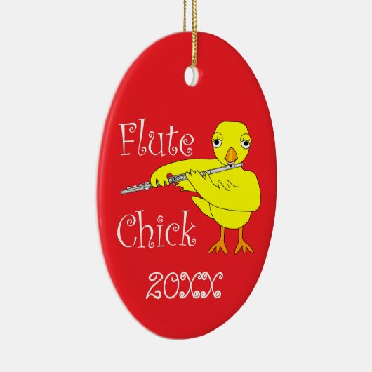 Flute Chick Text Keramik Ornament (Rechts)