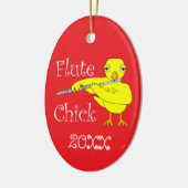 Flute Chick Text Keramik Ornament (Links)