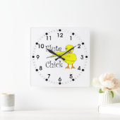 Flute Chick Text Quadratische Wanduhr (Zuhause)