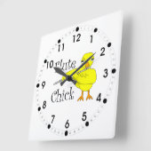 Flute Chick Text Quadratische Wanduhr (Winkel)