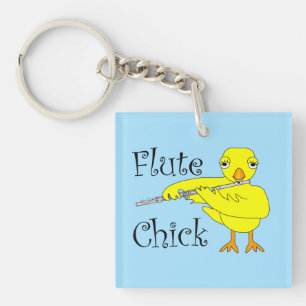 Flute Chick Text Schlüsselanhänger