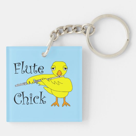 Flute Chick Text Schlüsselanhänger (Rückseite)