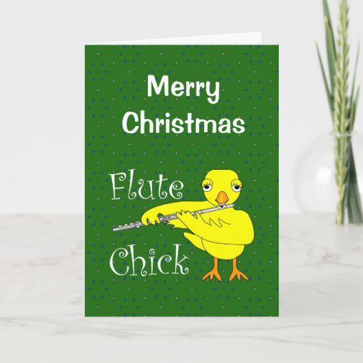 Flute Chick Text Weihnachtskarte Karte (Vorderseite)