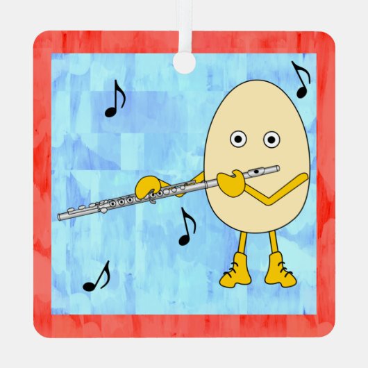 Flute Egghead Ornament Aus Metall (Rückseite)