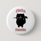 Flute Fanatic Black Cat Funny Button (Vorderseite)