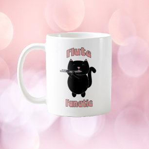 Flute Fanatic Black Cat Funny Kaffeetasse