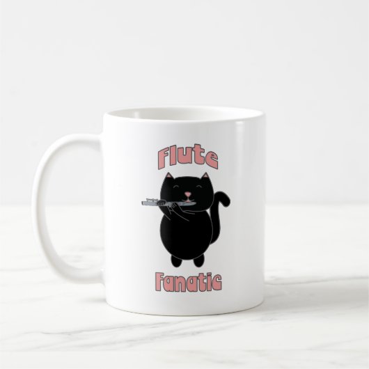 Flute Fanatic Black Cat Funny Kaffeetasse (Links)