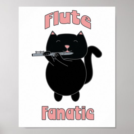 Flute Fanatic Black Cat Poster (Vorne)