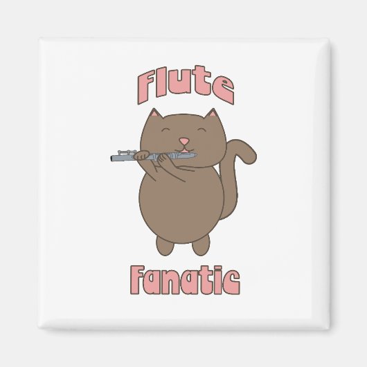 Flute Fanatic Cat Funny Magnet (Vorne)