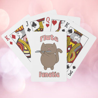 Flute Fanatic Cat Niedlich Pink Spielkarten