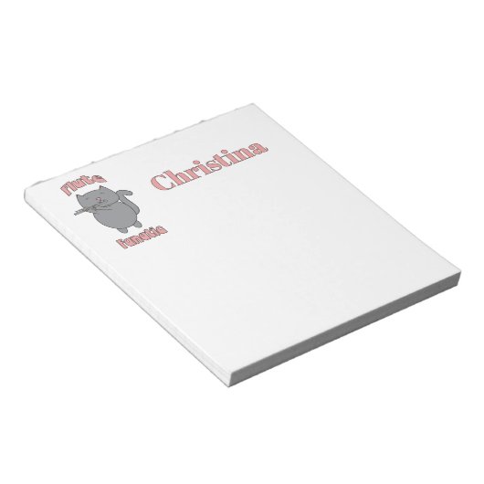 Flute Fanatic Gray Cat Personalize Notizblock (angewinkelt)