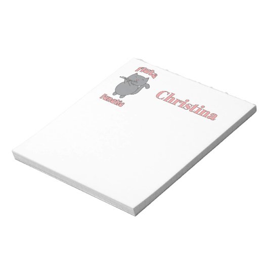 Flute Fanatic Gray Cat Personalize Notizblock (Rotiert)