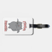 Flute Fanatic Gray Cat Pink Gepäckanhänger (Rückseite horizontal)