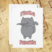 Flute Fanatic Gray Cat Pink Postkarte