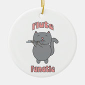 Flute Fanatic Musical Gray Cat Pink Keramik Ornament (Vorne)