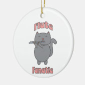 Flute Fanatic Musical Gray Cat Pink Keramik Ornament (Links)