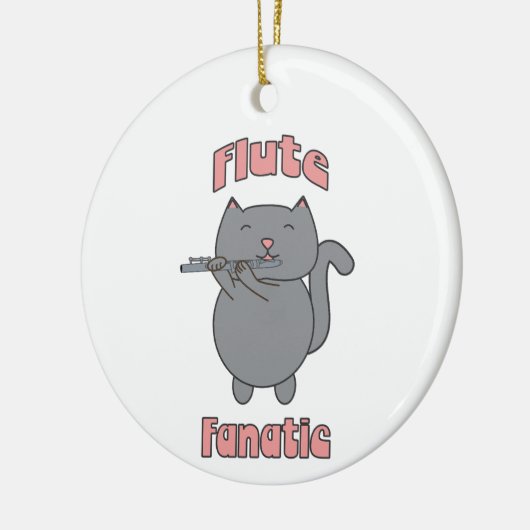 Flute Fanatic Musical Gray Cat Pink Keramik Ornament (Links)