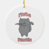 Flute Fanatic Musical Gray Cat Pink Keramik Ornament (Hinten)