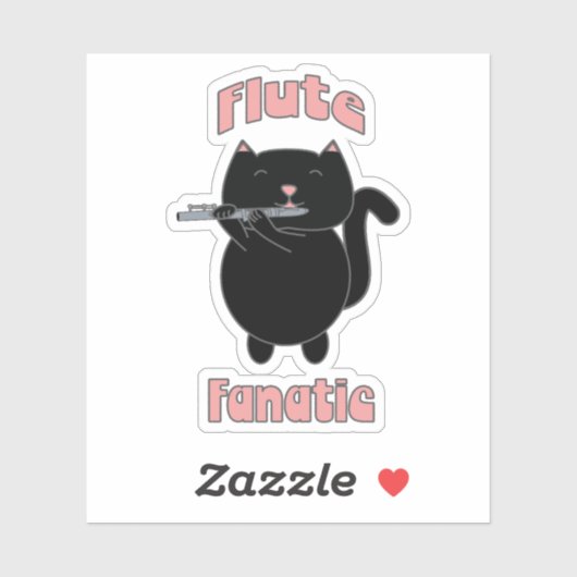 Flute Fanatic Pink Black Cat Niedlich Aufkleber (Blatt)