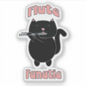 Flute Fanatic Pink Black Cat Niedlich Aufkleber (Vorderseite)