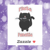 Flute Fanatic Pink Black Cat Niedlich Aufkleber