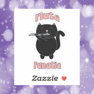 Flute Fanatic Pink Black Cat Niedlich Aufkleber