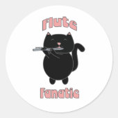 Flute Fanatic Pink Black Cat Runder Aufkleber (Vorderseite)