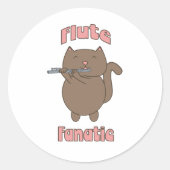 Flute Fanatic Pink Cat Runder Aufkleber (Vorderseite)
