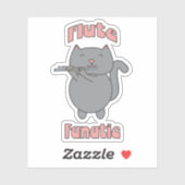 Flute Fanatic Pink Gray Cat Aufkleber (Blatt)