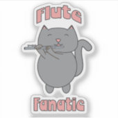 Flute Fanatic Pink Gray Cat Aufkleber (Vorderseite)
