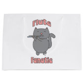 Flute Fanatic Pink Gray Cat Große Geschenktüte (Vorderseite)