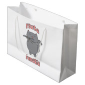 Flute Fanatic Pink Gray Cat Große Geschenktüte (Vorderseite Schrägansicht)