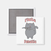 Flute Fanatic Pink Gray Cat Magnet (Vorderseite/Rückseite)