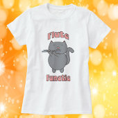 Flute Fantaic Gray Cat Pink T-Shirt