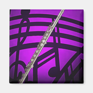 Flute Flutist Musician Square Magnet